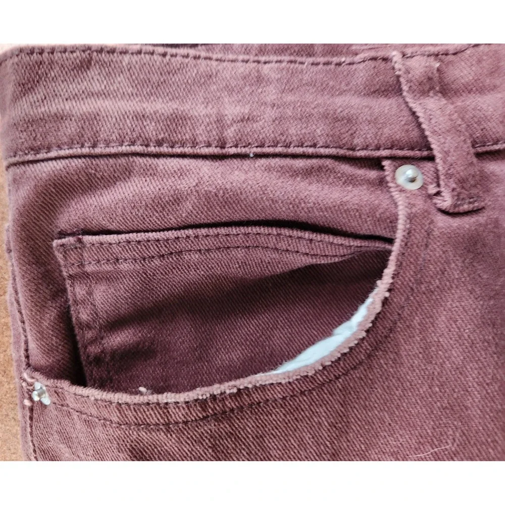 Forever 21 Cargo Pants Denim Dark Cocoa Straight Leg Distressed High Rise Casual